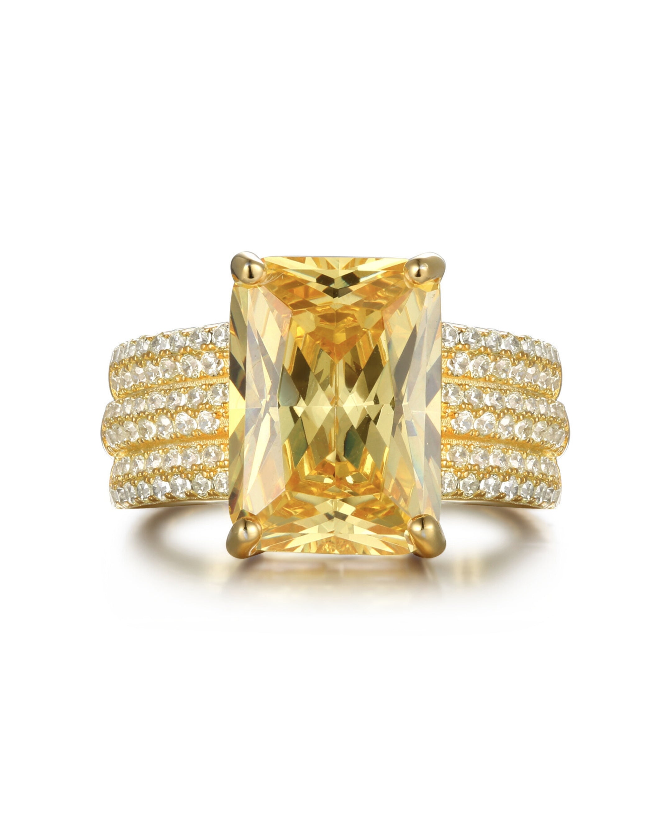 ANILLO DECO- En Plata 925 con Baño de Oro 18kts y Piedra Princesa