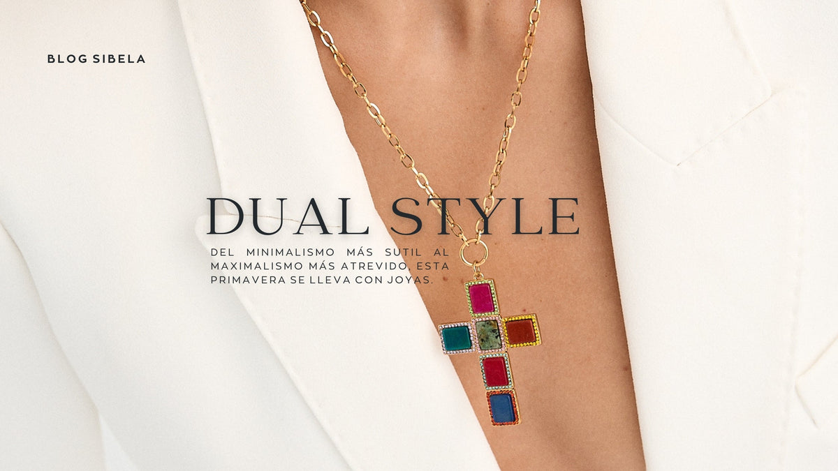 "Imagen editorial de portada del blog sobre joyería de primavera 2025, mostrando el contraste entre estilos minimalistas y maximalistas con piezas elegantes y actuales de Siebela Studio.