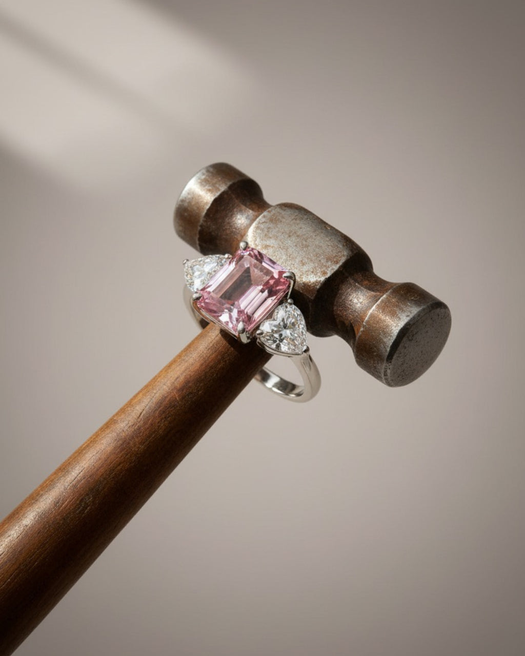 Anillo Caliche de plata 925 con diseño elegante en fotografía de bodegón sobre fondo neutro.