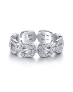 Anillo Charleston de Sibela Studio con diseño de eslabones y circonitas blancas en talla brillante.