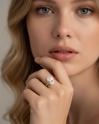 Detalle de la piedra oval del anillo Flapper, diseñada para captar la luz y aportar elegancia.