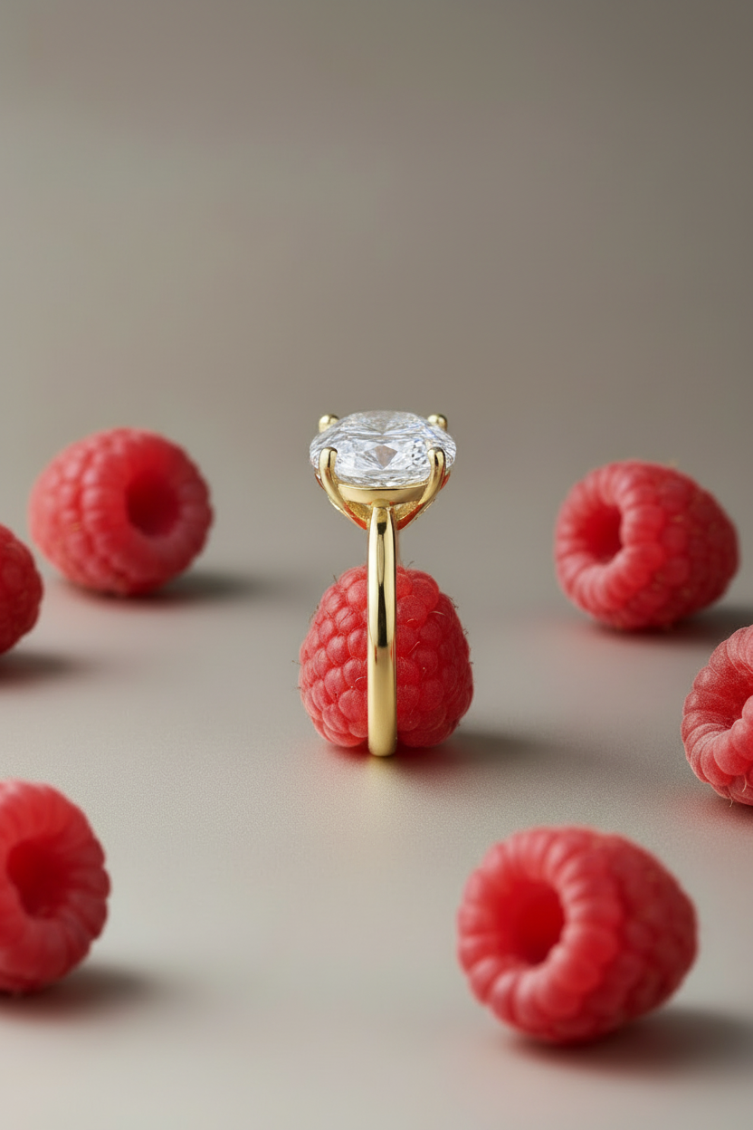 Anillo Flapper lucido sobre la mano. Una joya sofisticada con piedra oval y acabado dorado.