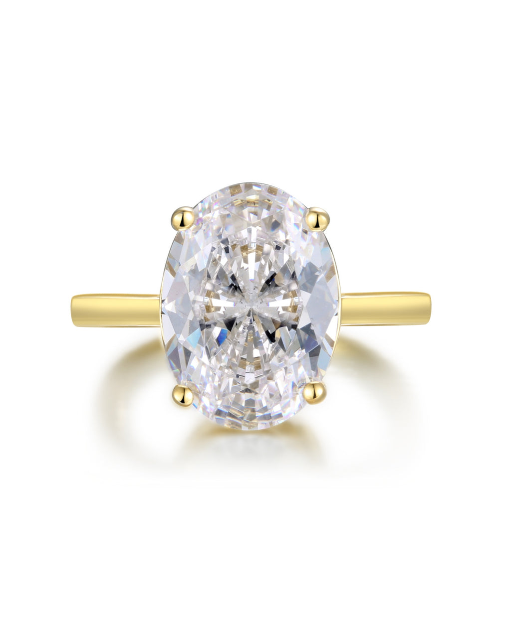 Anillo Flapper en plata de ley 925 con baño de oro amarillo de 18kts y piedra ovalada de 10x12mm inspirado en el estilo audaz de los años 20