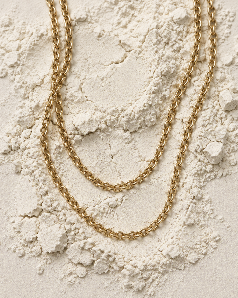 Cadena FILO dorada de diseño fino, ideal para llevar sola o combinar con otros collares.