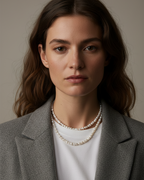 Collar GISELLE con perlas blancas irregulares de agua dulce, cada una única en forma y tamaño.