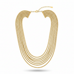Collar PEDRI dorado de Sibela Studio formado por 7 cadenas en capas escalonadas.