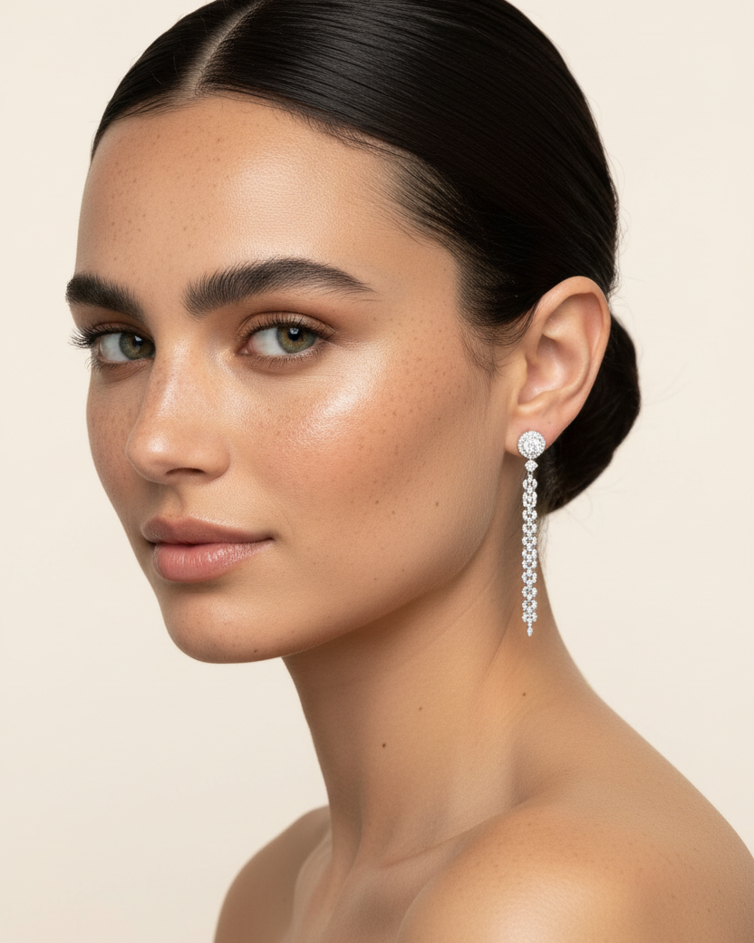 Pendientes largos Eyre con diseño sofisticado para mujer.