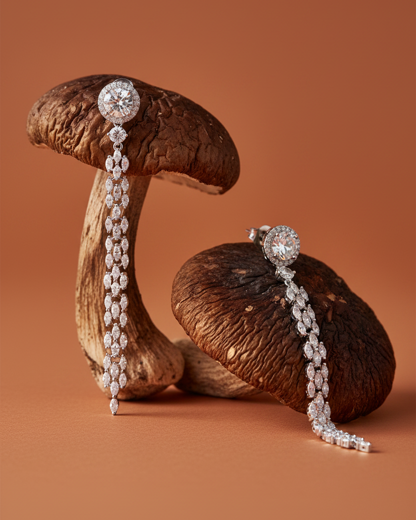 Pendientes Eyre de diseño atemporal con piedras brillantes.