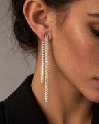 Pendientes GIOIA con dos caídas de diferente longitud y piedras blancas en talla esmeralda.
