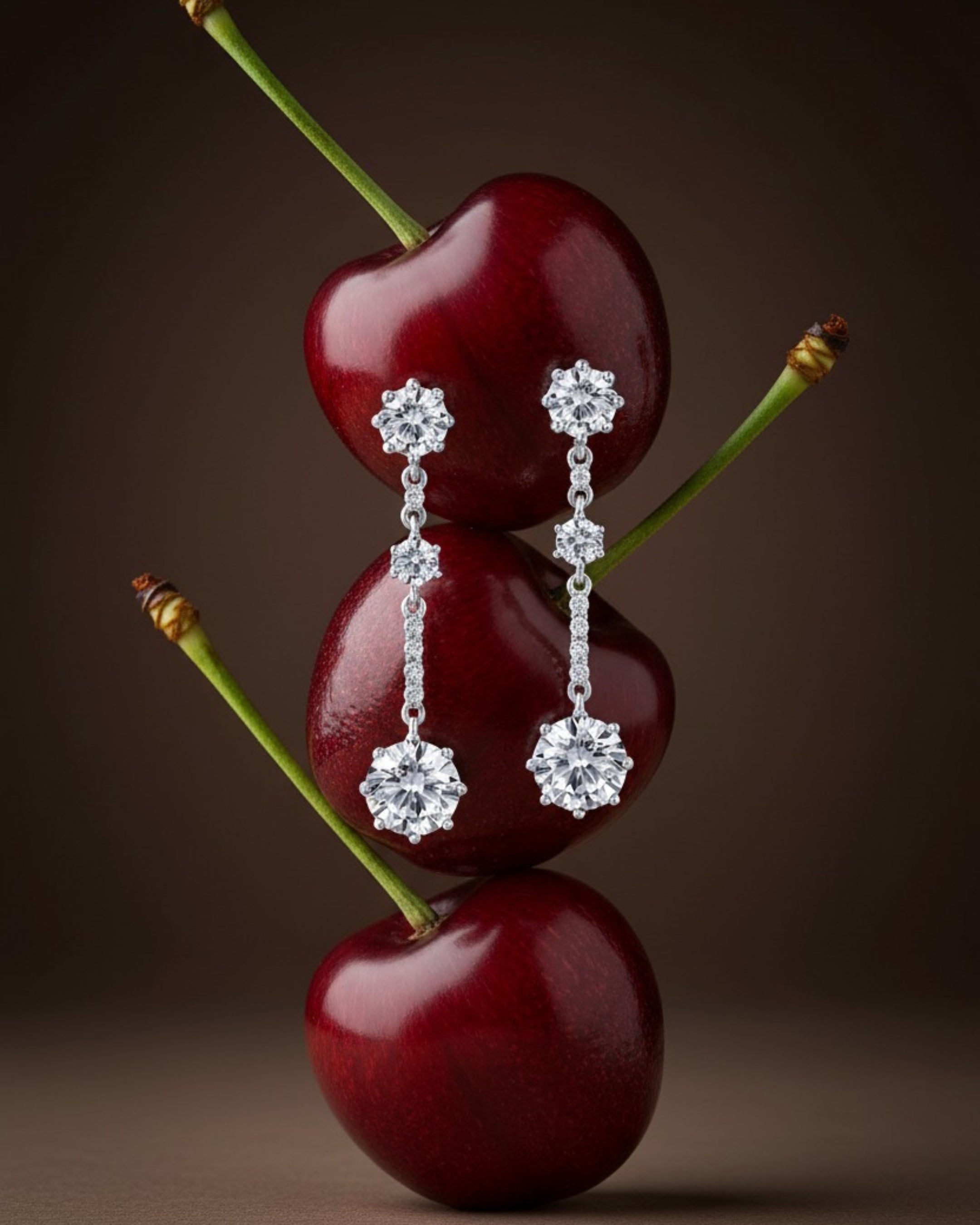 Pendientes CORA con piedras blancas y diseño alargado ideales para mujer que busca elegancia.