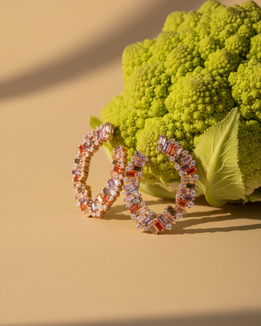 Pendientes elegantes para mujer con gemas multicolor en talla baguette y brillo sofisticado.