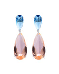 Pendientes Juliette inspirados en el estilo elegante de la Reina Letizia con piedras lágrima sapphire y champagne