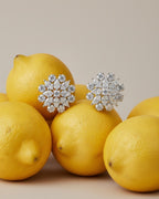 Pendientes Líridas con diseño luminoso formado por múltiples piedras que crean un efecto sofisticado.