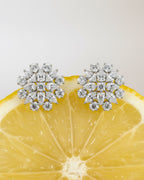 Pendientes Líridas de Sibela Studio con múltiples piedras brillantes que crean un efecto luminoso sofisticado.