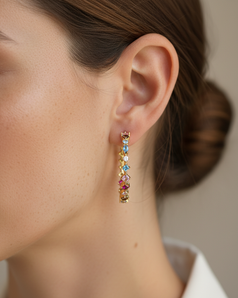 Diseño original de pendientes Neppi, pieza exclusiva de Sibela Studio que combina comodidad y elegancia en un solo diseño.