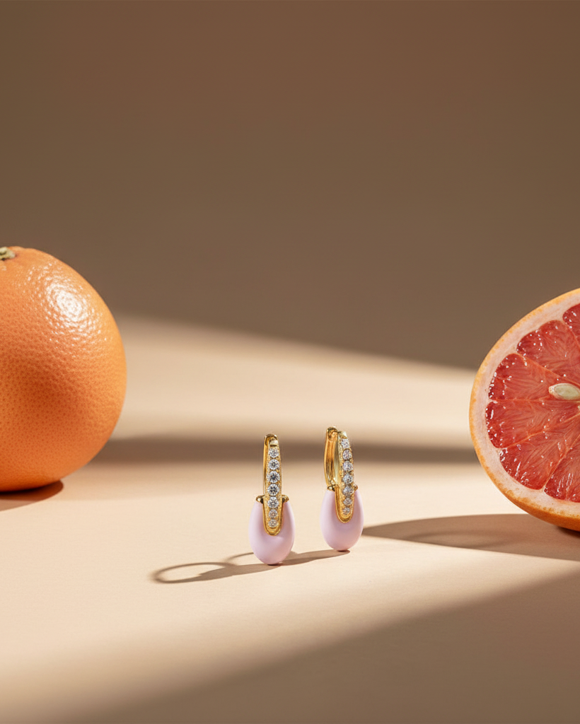 Pendientes femeninos Obelia Rosa con circonitas brillantes y diseño elegante.
