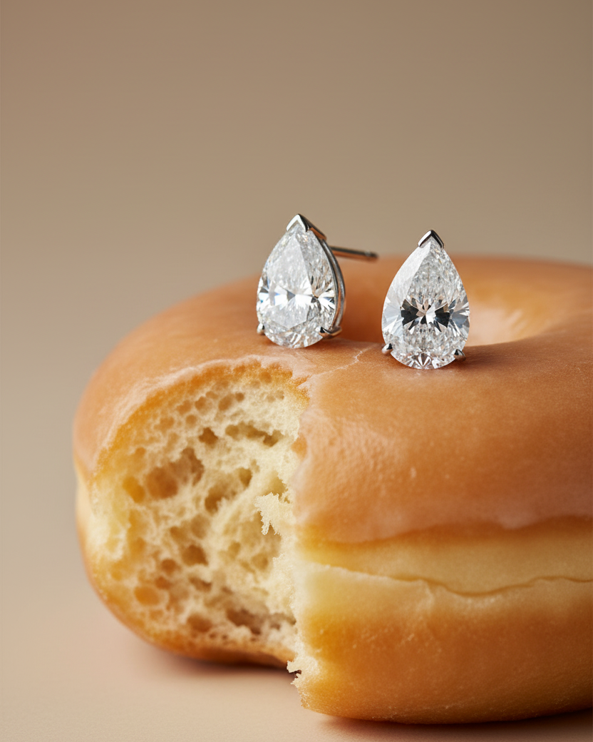 Pendientes con piedra blanca elegante y diseño sofisticado y atemporal.