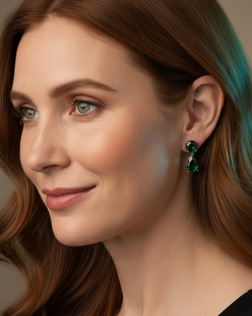 Pendientes verdes para eventos especiales con un diseño elegante y contemporáneo.