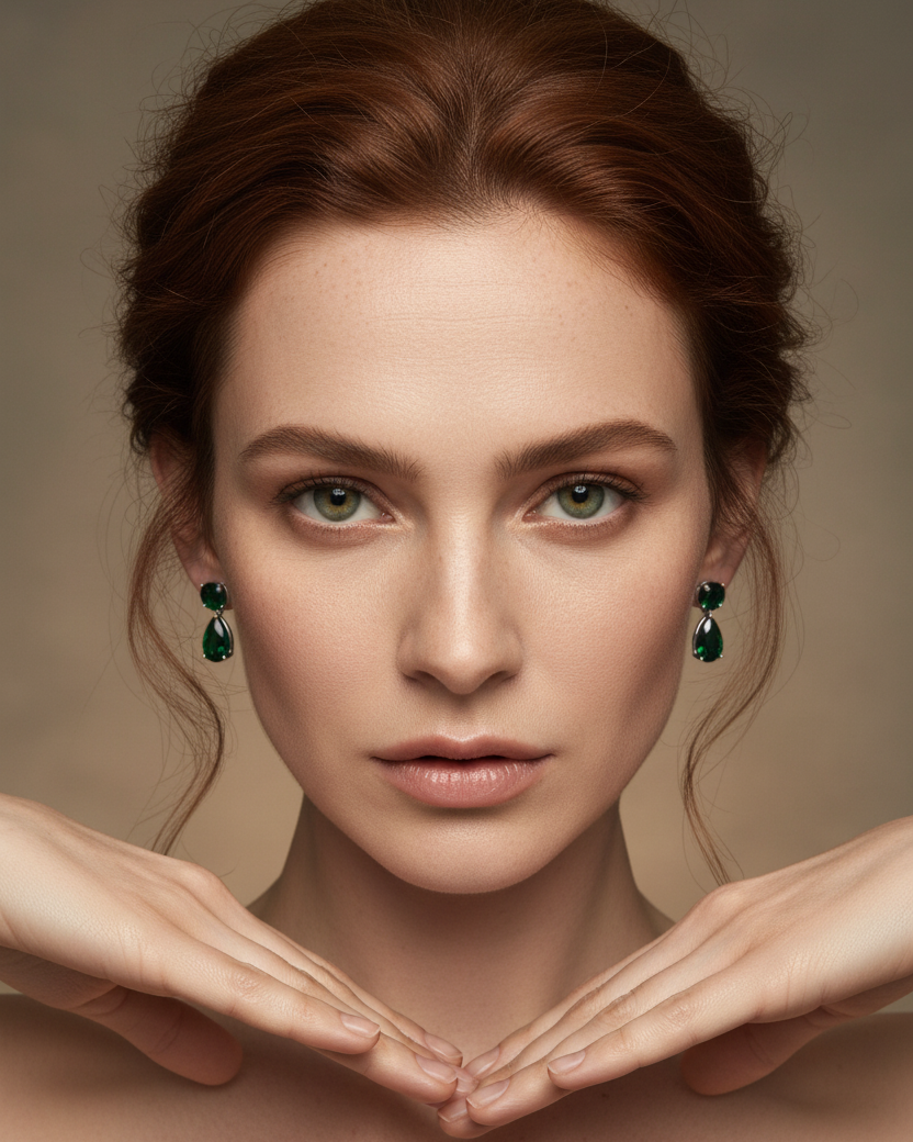 Pendientes verdes de lujo para mujer con piedras color esmeralda y diseño atemporal.