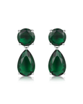 Pendientes verdes MUSE con piedra circular y piedra talla pera color esmeralda en acabado rodio blanco | Sibela Studio