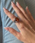 ANELLO SOLARA Cabochon antico in ambra naturale