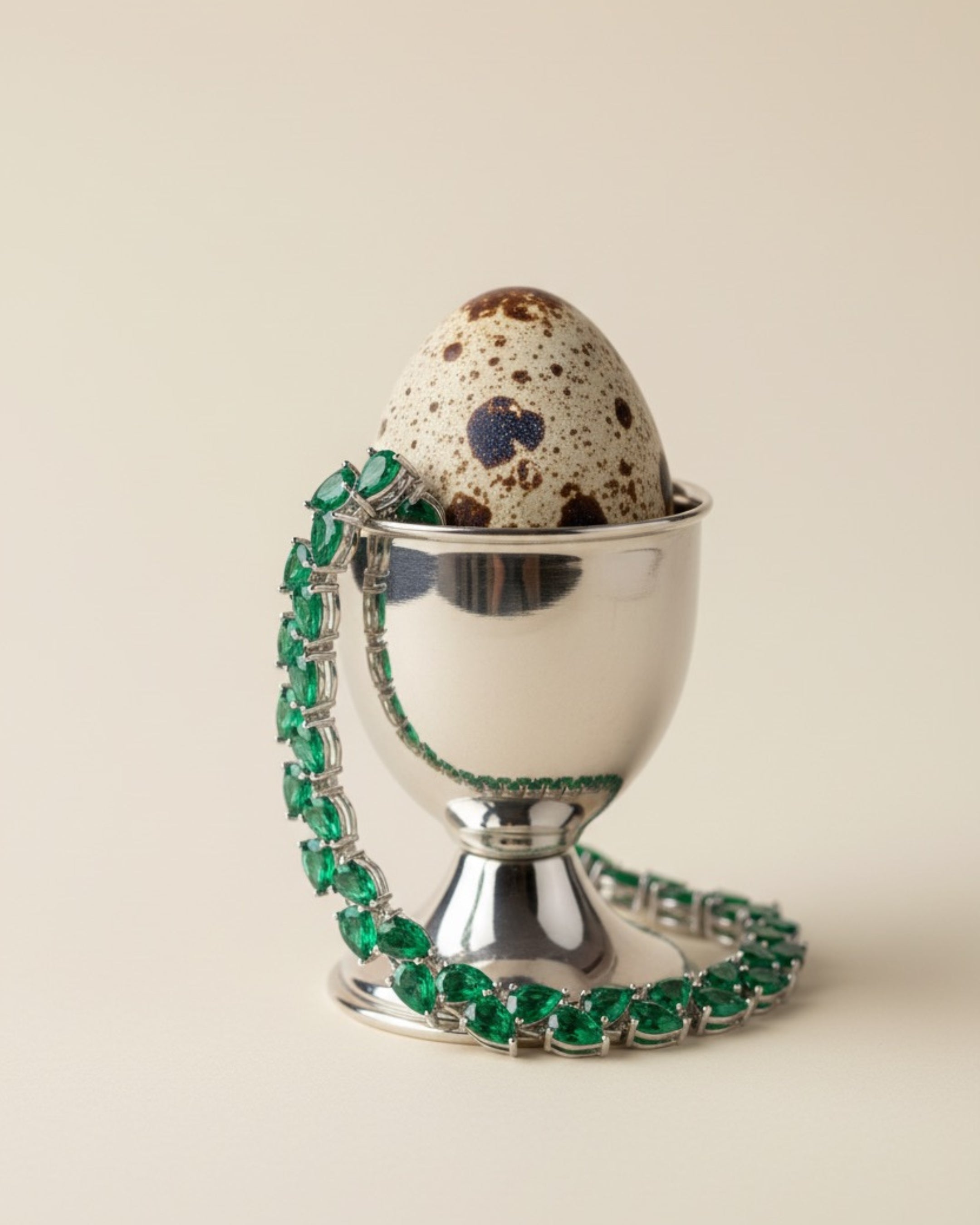 Pulsera ELEN con piedras verdes que reflejan la luz.