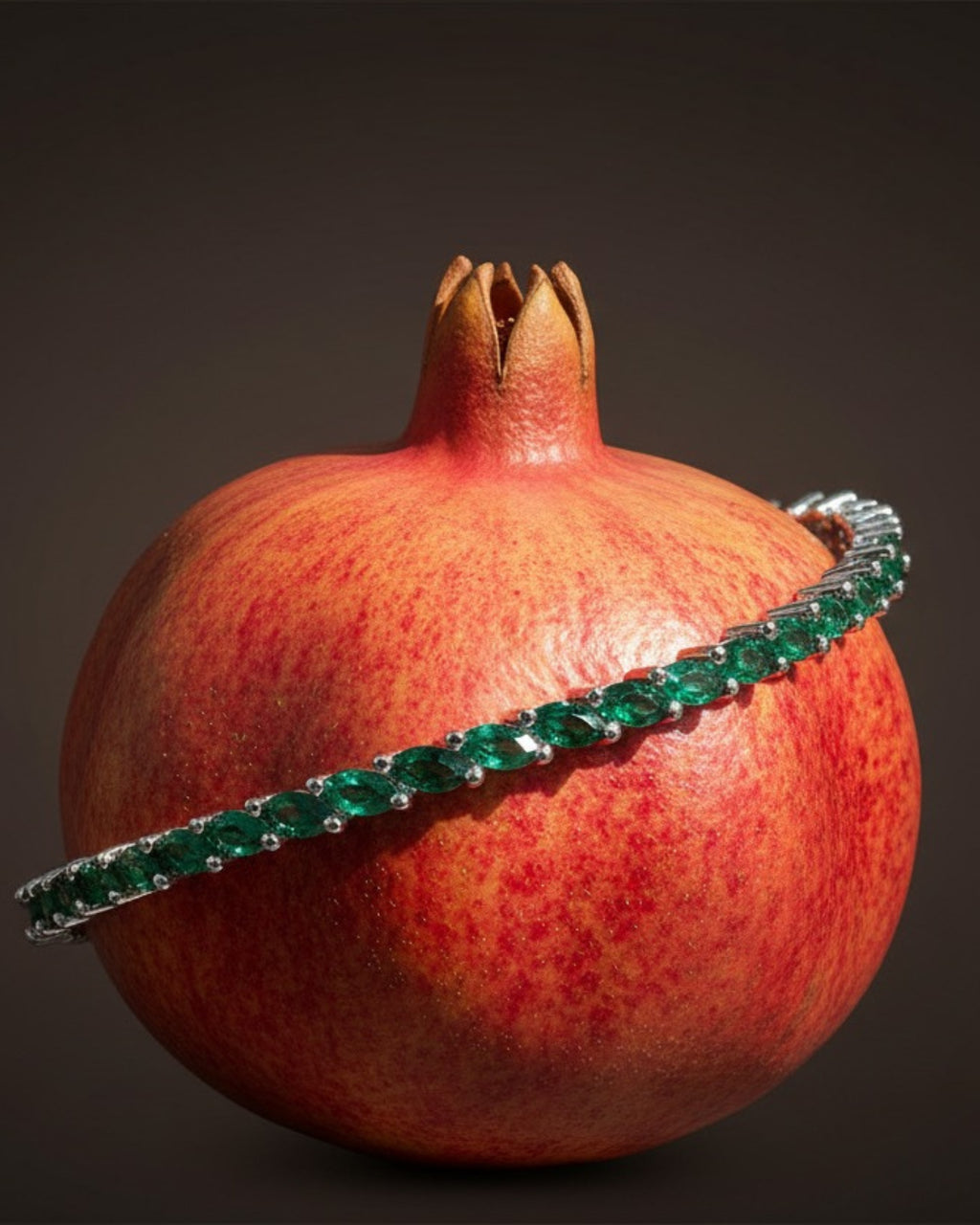 Pulsera MER verde esmeralda en muñeca, joya elegante de plata 925 para invitadas.