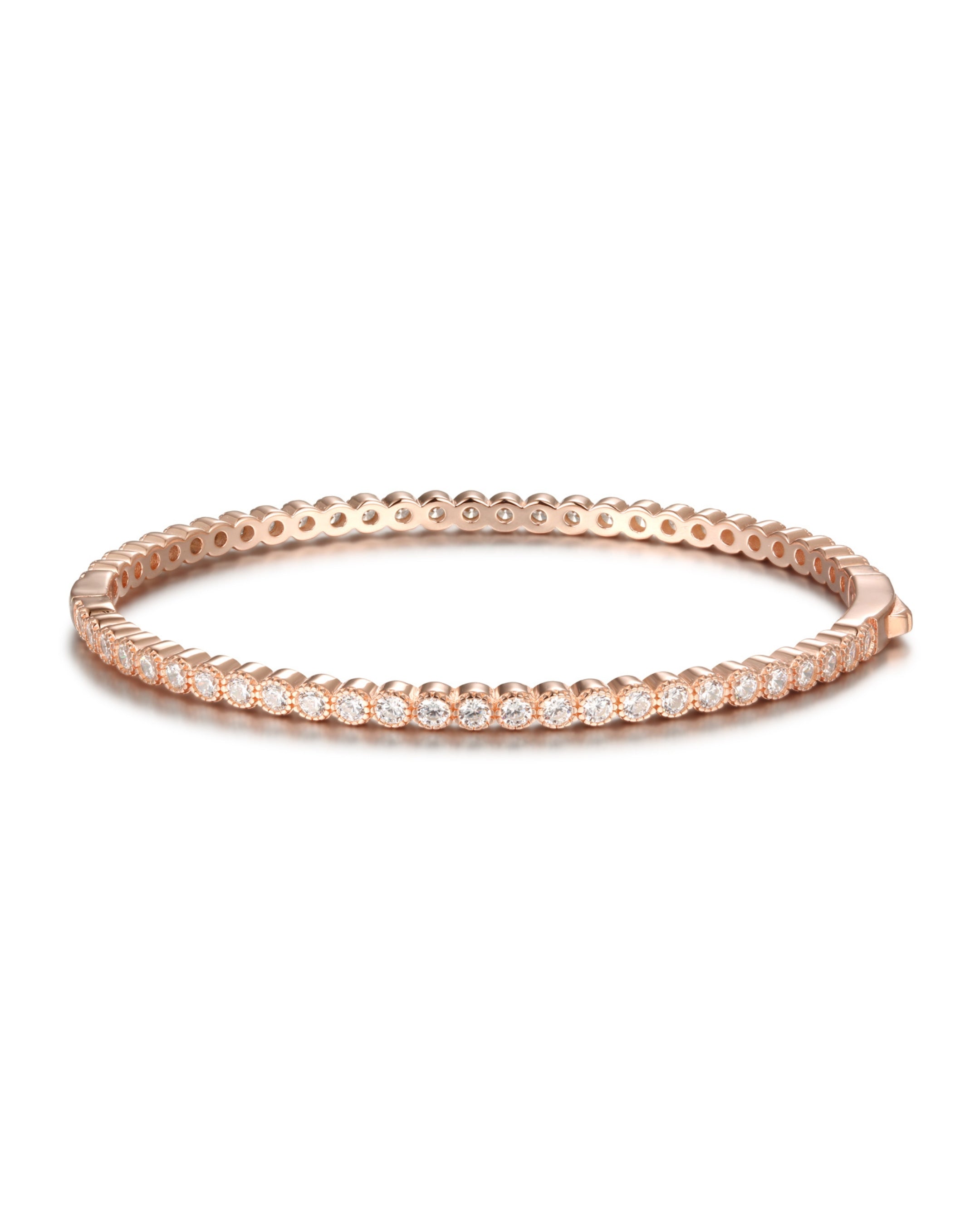 Pulsera Vel con circonitas blancas y acabado elegante en oro rosa de 18 kt.