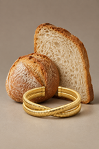 Pulsera VITA junto a pan rústico y pan de molde