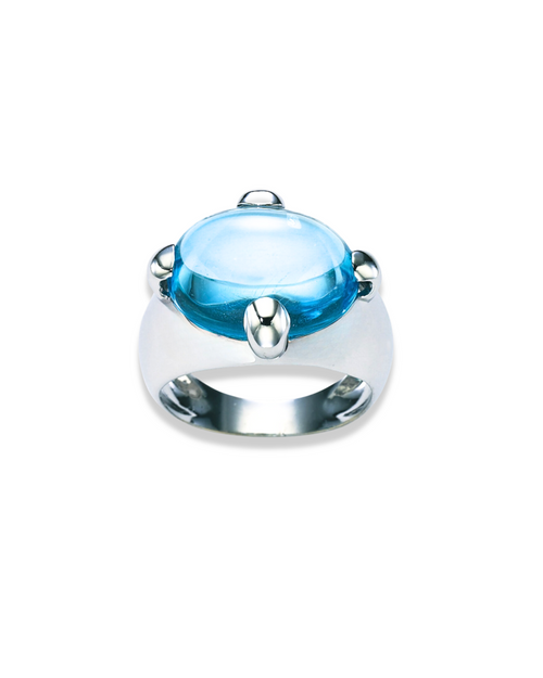 ANILLO AURELIA Topacio Natural Cabochón Oval - Sibela Studio