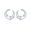 Pendientes Zenit: Plata 925, baño de rodio, piedras en talla circular y baguette formando gotas, forma de luna. Elegancia celestial en cada detalle