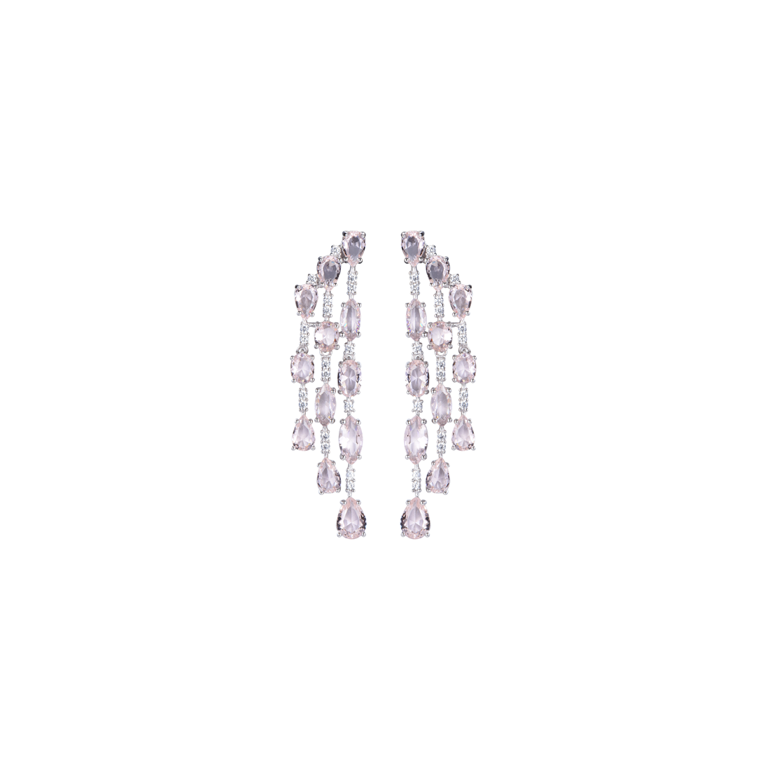 Pendientes Medusa con cristales rosa claro y acabado en rodio elegante y luminoso.
