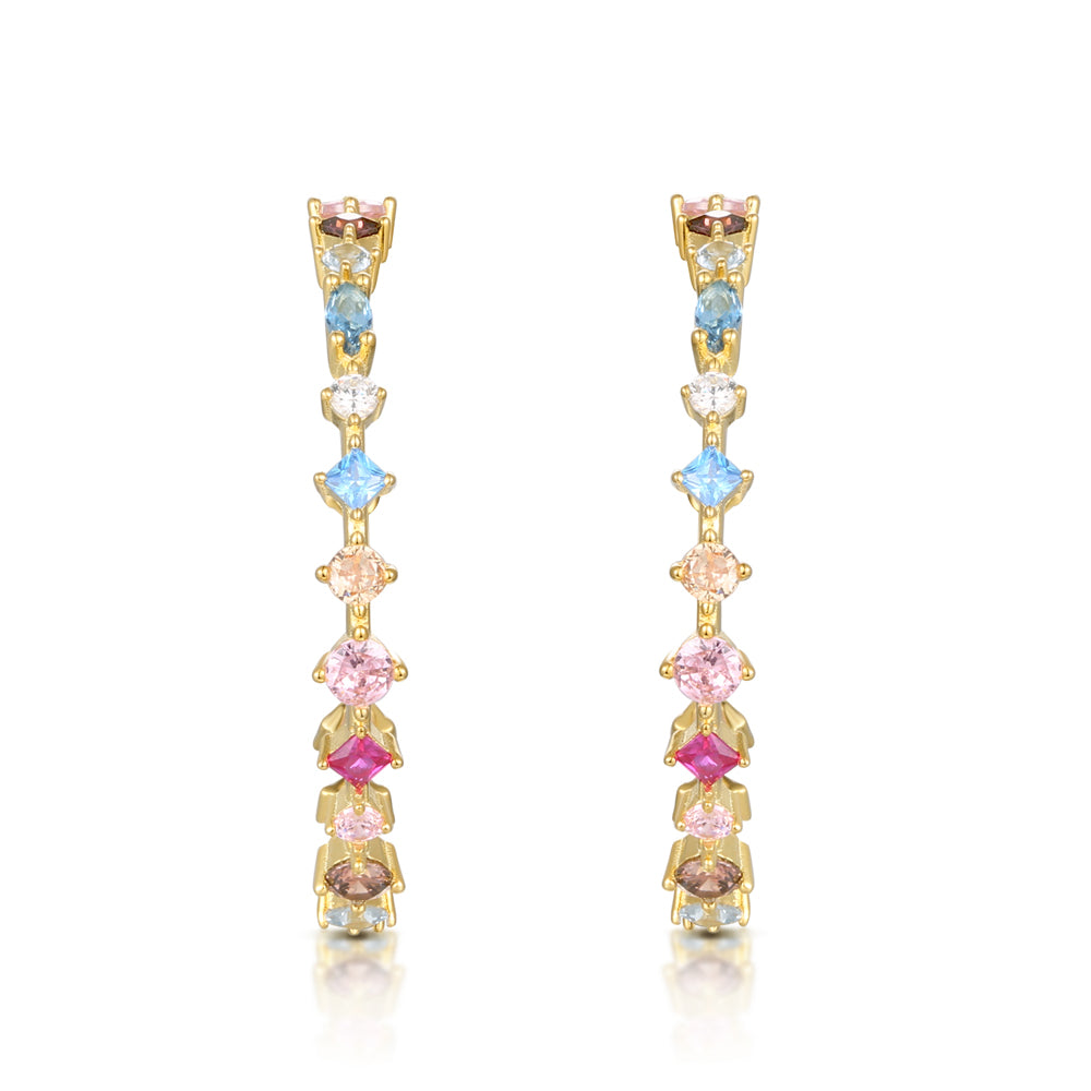 Pendientes Neppi multicolor con piedras semipreciosas y acabado en oro amarillo de 18 kt.