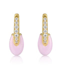 Pendientes Obelia Rosa esmaltados con acabado en oro amarillo de 18 kt y circonitas brillantes.